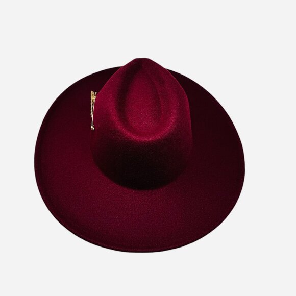 Free People Felt Hat in Merlot with Silver Tone Bling Pin Detail OS NWT - Picture 6 of 11